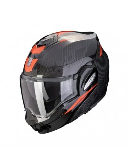 Casca modulara flip-back SCORPION EXO-TECH EVO CARBON ROVER - Negru/Rosu