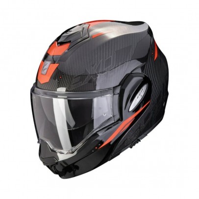 Casca modulara flip-back SCORPION EXO-TECH EVO CARBON ROVER - Negru/Rosu