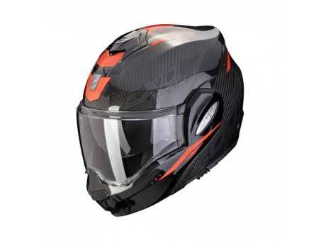 Casca modulara flip-back SCORPION EXO-TECH EVO CARBON ROVER - Negru/Rosu