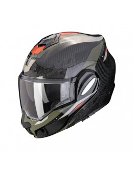 Casca modulara flip-back SCORPION EXO-TECH EVO CARBON ROVER - Negru/Verde