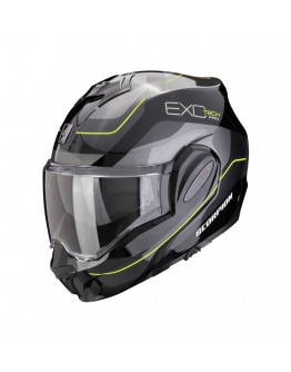 Casca modulara flip-back SCORPION EXO-TECH EVO PRO COMMUTA - Negru/Argintiu/Galben