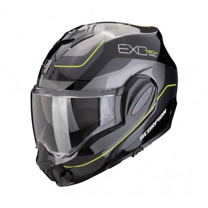 Casca modulara flip-back SCORPION EXO-TECH EVO PRO COMMUTA - Negru/Argintiu/Galben