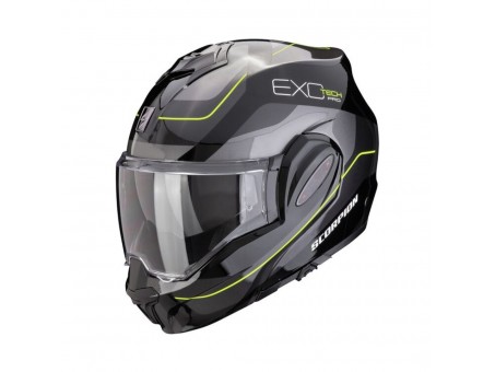 Casca modulara flip-back SCORPION EXO-TECH EVO PRO COMMUTA - Negru/Argintiu/Galben