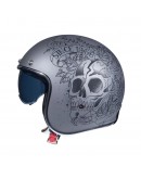 Casca open face motociclete MT Le Mans 2 SV Skull & Rose A2 negru/gri mat (ochelari soare integrati)