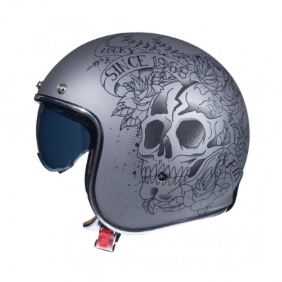 Casca open face motociclete MT Le Mans 2 SV Skull & Rose A2 negru/gri mat (ochelari soare integrati)