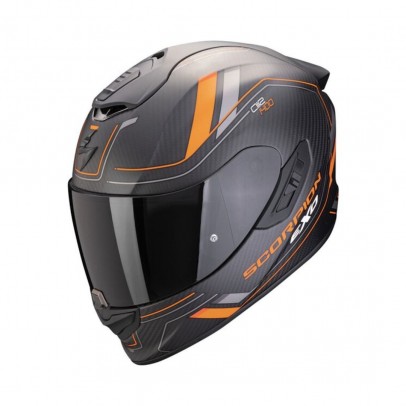 Casca integrala SCORPION EXO-1400 EVO II CARBON AIR MIRAGE - Negru mat/Portocaliu