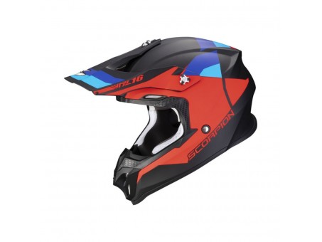 Casca cross-enduro SCORPION EXO VX-16 EVO AIR SPECTRUM - Negru mat/Rosu/Albastru