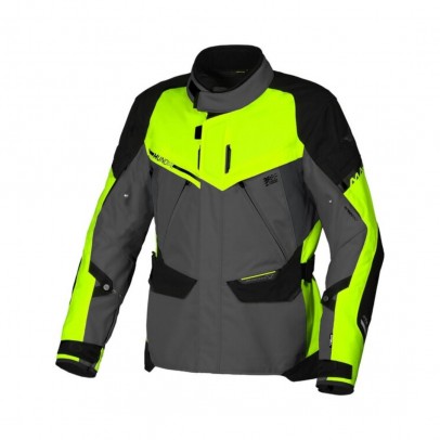 Geaca textil impermeabila touring/adventure MACNA MUNDIAL - negru/gri/galben fluo