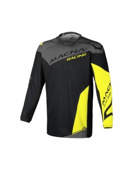 Tricou cross-enduro MACNA BACKYARD-1 - Negru/Gri/Galben fluo