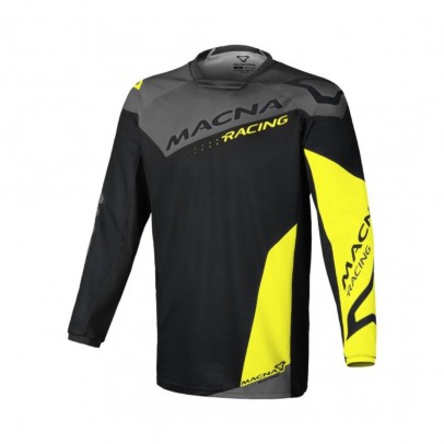 Tricou cross-enduro MACNA BACKYARD-1 - Negru/Gri/Galben fluo