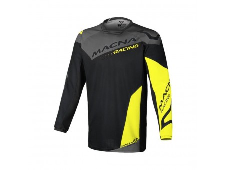 Tricou cross-enduro MACNA BACKYARD-1 - Negru/Gri/Galben fluo