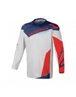 Tricou cross-enduro MACNA BACKYARD-1 - Alb/Albastru/Rosu