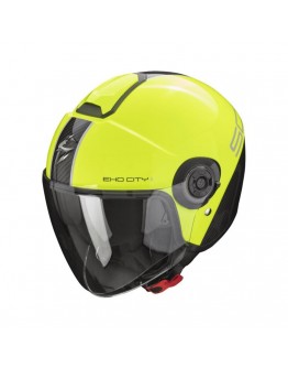 Casca open face/jet SCORPION EXO CITY II CARBO - Galben fluo/Negru