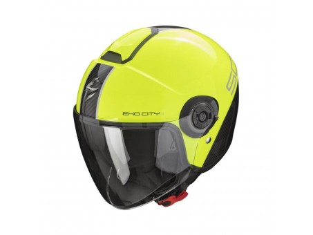 Casca open face/jet SCORPION EXO CITY II CARBO - Galben fluo/Negru