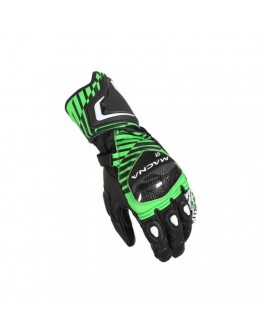 Manusi de piele sport perforate MACNA GT - Negru/Alb/Verde