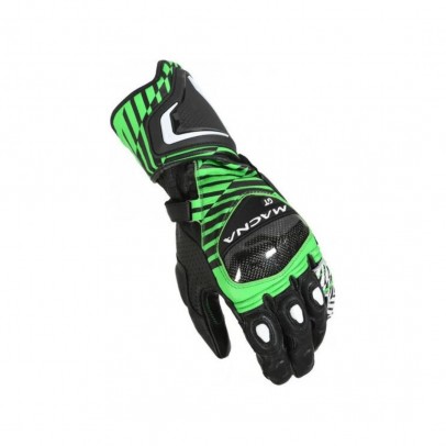 Manusi de piele sport perforate MACNA GT - Negru/Alb/Verde