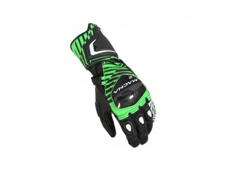 Manusi de piele sport perforate MACNA GT - Negru/Alb/Verde