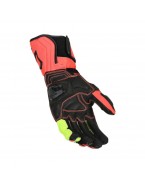 Manusi de piele racing MACNA POWERTRACK- Negru/Rosu/Galben fluo