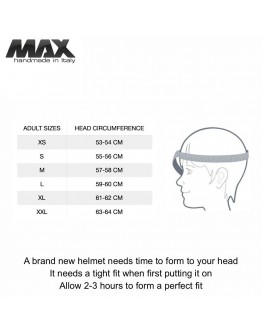 Casca open face (demi-jet) Max Helmets model DJ06 LS Vision (V2B) - Negru lucios (002) – 100% MADE IN ITALY