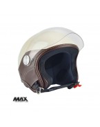 Casca open face (demi-jet) Max Helmets model DJ06 LS Vision (V2B) - Crem lucios/maro (PLM) – 100% MADE IN ITALY