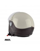 Casca open face (demi-jet) Max Helmets model DJ06 LS Vision (V2B) - Crem lucios/maro (PLM) – 100% MADE IN ITALY