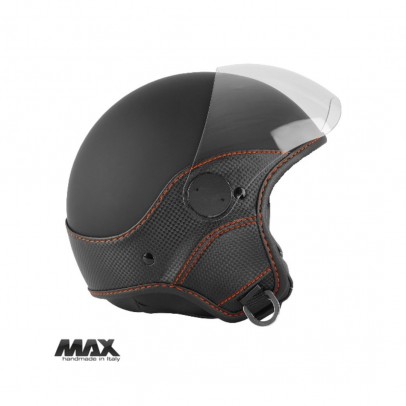 Casca open face (demi-jet) Max Helmets model DJ06 LS Vision Carbon - Negru mat/portocaliu (NOAR) – 100% MADE IN ITALY