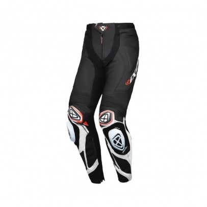 Pantaloni moto barbati piele Racing Ixon vara model Vortex 3 MS - Negru/Alb