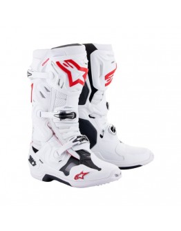 Cizme cross-enduro Alpinestars TECH 10 SUPERVENTED BOOT - Alb/Rosu fluo