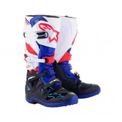 Cizme cross-enduro ALPINESTARS TECH 7 BOOT - Negru/Albastru inchis/Rosu/Alb