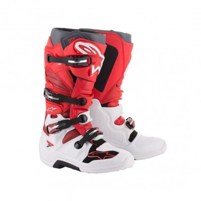 Cizme cross-enduro ALPINESTARS TECH 7 BOOT - Alb/Rosu