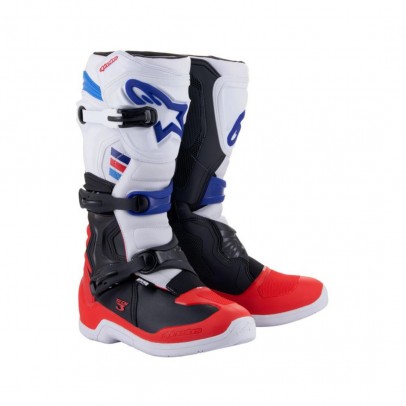 Cizme cross-enduro ALPINESTARS TECH 3 BOOT - Alb/Rosu/Albastru