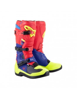 Cizme cross-enduro ALPINESTARS TECH 3 BOOT - Rosu/Albastru/Galben Fluo