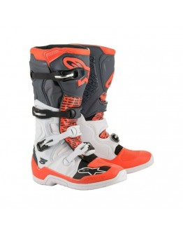 Cizme cross-enduro ALPINESTARS TECH 5 BOOT - Alb/Gri/Rosu fluo