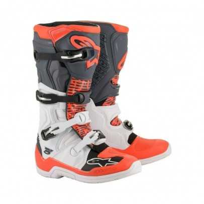 Cizme cross-enduro ALPINESTARS TECH 5 BOOT - Alb/Gri/Rosu fluo