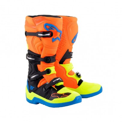 Cizme cross-enduro ALPINESTARS TECH 5 BOOT - Portocaliu fluo/Albastru/Galben fluo