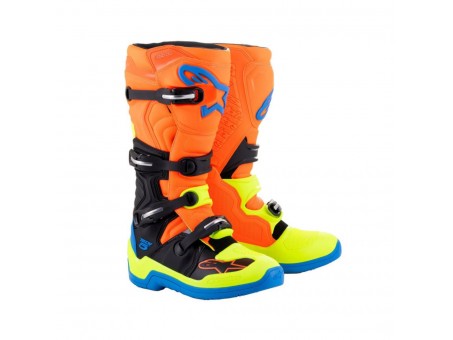 Cizme cross-enduro ALPINESTARS TECH 5 BOOT - Portocaliu fluo/Albastru/Galben fluo