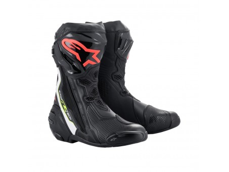 Cizme moto race Alpinestars Supertech R - Negru/Alb/Rosu fluo/Galben fluo