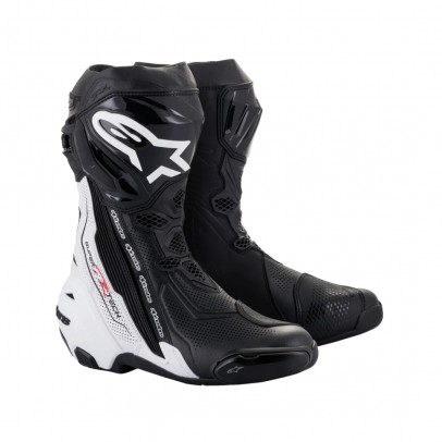 Cizme moto race Alpinestars Supertech R Vented - Negru/Alb