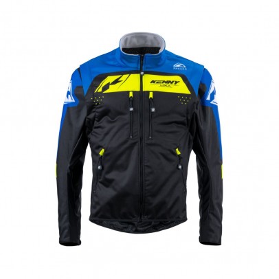 Geaca KENNY RACING Softshell - Negru/Albastru/Galben