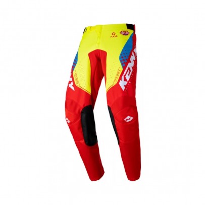 Pantaloni Copii Cross/Enduro Kenny Racing KID/JUNIOR Track Focus - Rosu/Galben/Alb