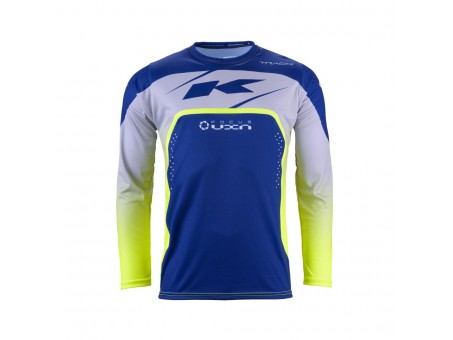 Tricou Cross/Enduro KENNY RACING Track FOCUS - Albastru/Gri/Galben