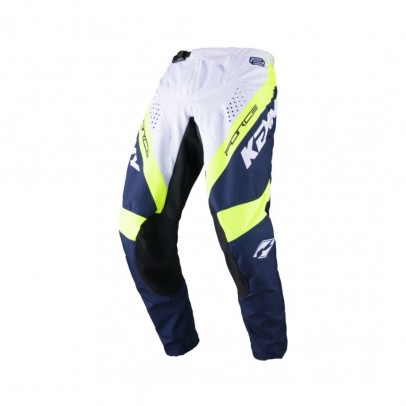 Pantaloni Kenny Racing Cross/Enduro Model Force - Alb/Albastru/Galben fluo