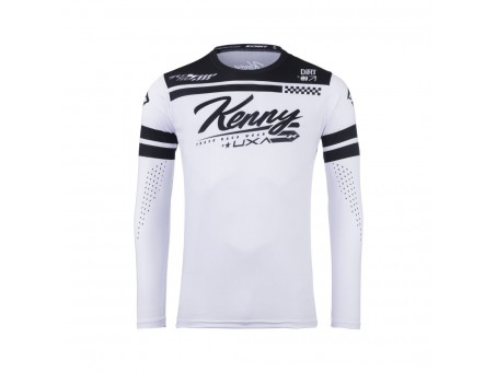 Tricou Cross/Enduro KENNY RACING Track Dirt  White - Alb/Negru