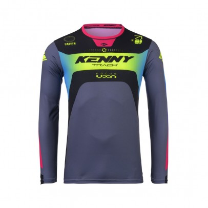 Bluza Cross/Enduro KENNY RACING Track FOCUS - Negru/Gri/Galben/Roz