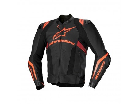 Geaca de piele sport Alpinestars Missile V3 Ignition - Negru/Rosu fluo