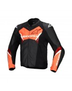 Geaca de piele Alpinestars Faster V3 - Negru/Rosu fluo