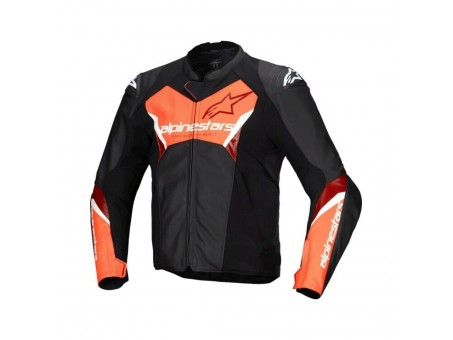 Geaca de piele Alpinestars Faster V3 - Negru/Rosu fluo