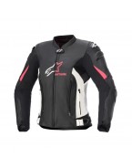 Geaca de piele dama Alpinestars Stella GP PLUS V4  Negru/Alb/Roz