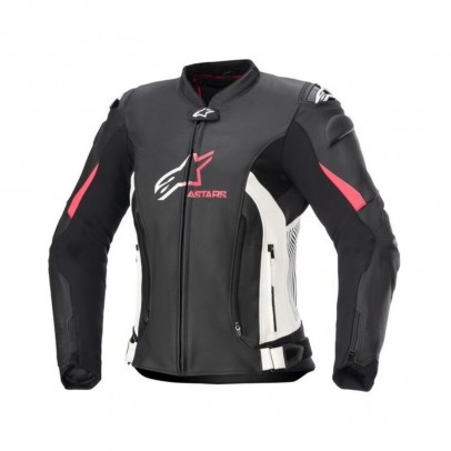 Geaca de piele dama Alpinestars Stella GP PLUS V4  Negru/Alb/Roz