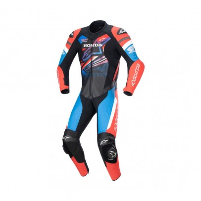 Combinezon de piele 1 piesa ALPINESTARS HONDA GP FORCE - negru/albastru/rosu